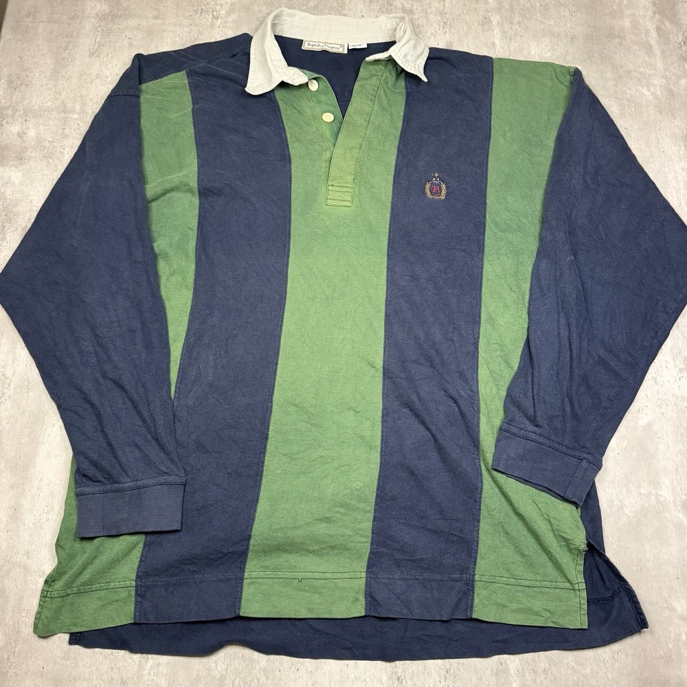 Vintage 90s Bugle Boy Company Men's XL Rugby Polo Long Sleeve Shirt Striped